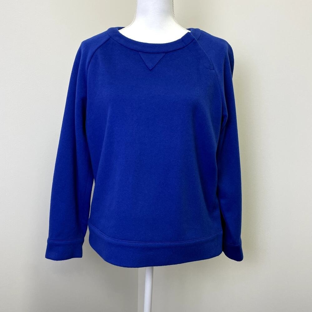 RARE J.Crew Collection 100% Cashmere Sweatshirt S Royal Blue Button Shoulder